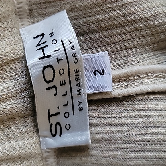 St. John Collection By Marie Gray Beige Knit Jacket and Pant Set SZ 2 - Picture 12 of 12